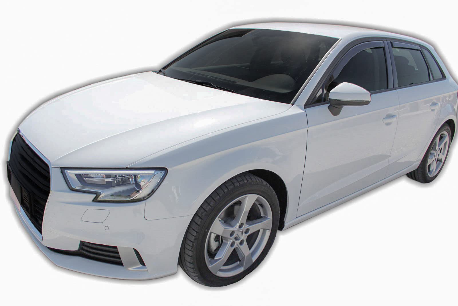 J&J AUTOMOTIVE GD Déflecteurs d'air et de Vent pour Audi A3 8V Sportback 5P. Berline 2012-2020, 4pcs, Teintés, Avant et Arrière, Aérodynamique