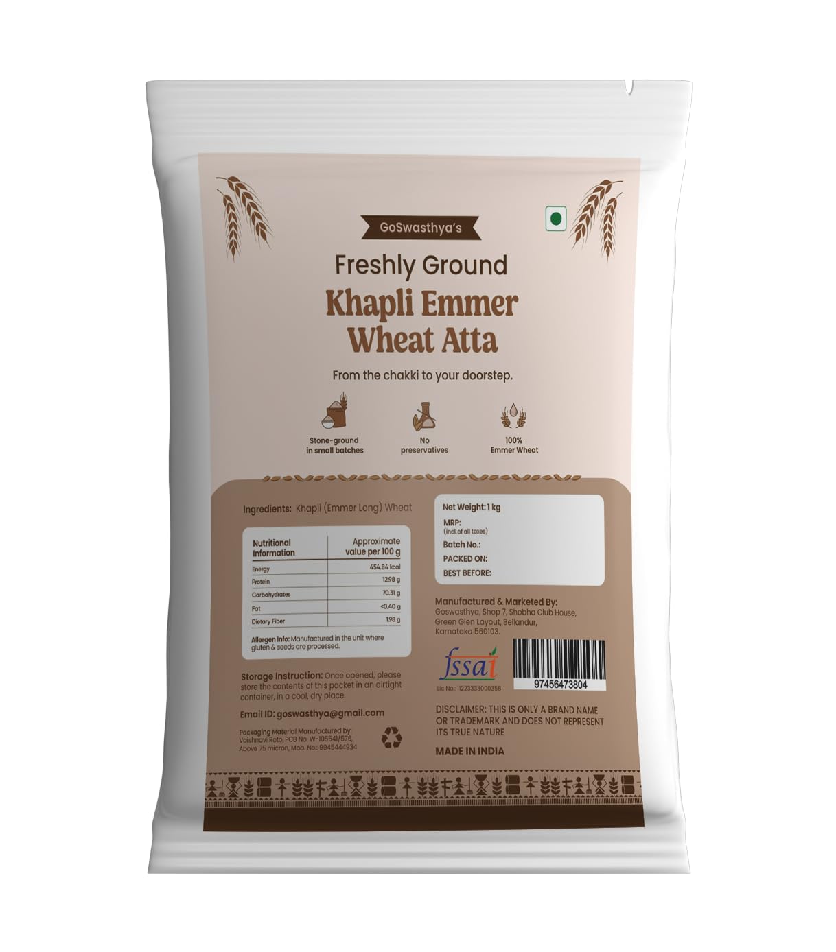 GoSwasthya Khapali (Emmer) Wheat Flour |100% Stone-Ground |Freshly Made| Organic |Preservative-Free | No Maida| Ideal for Healthy Cooking and Baking (B0DDGWW9DC) Amazon Price History, Amazon Price Tracker