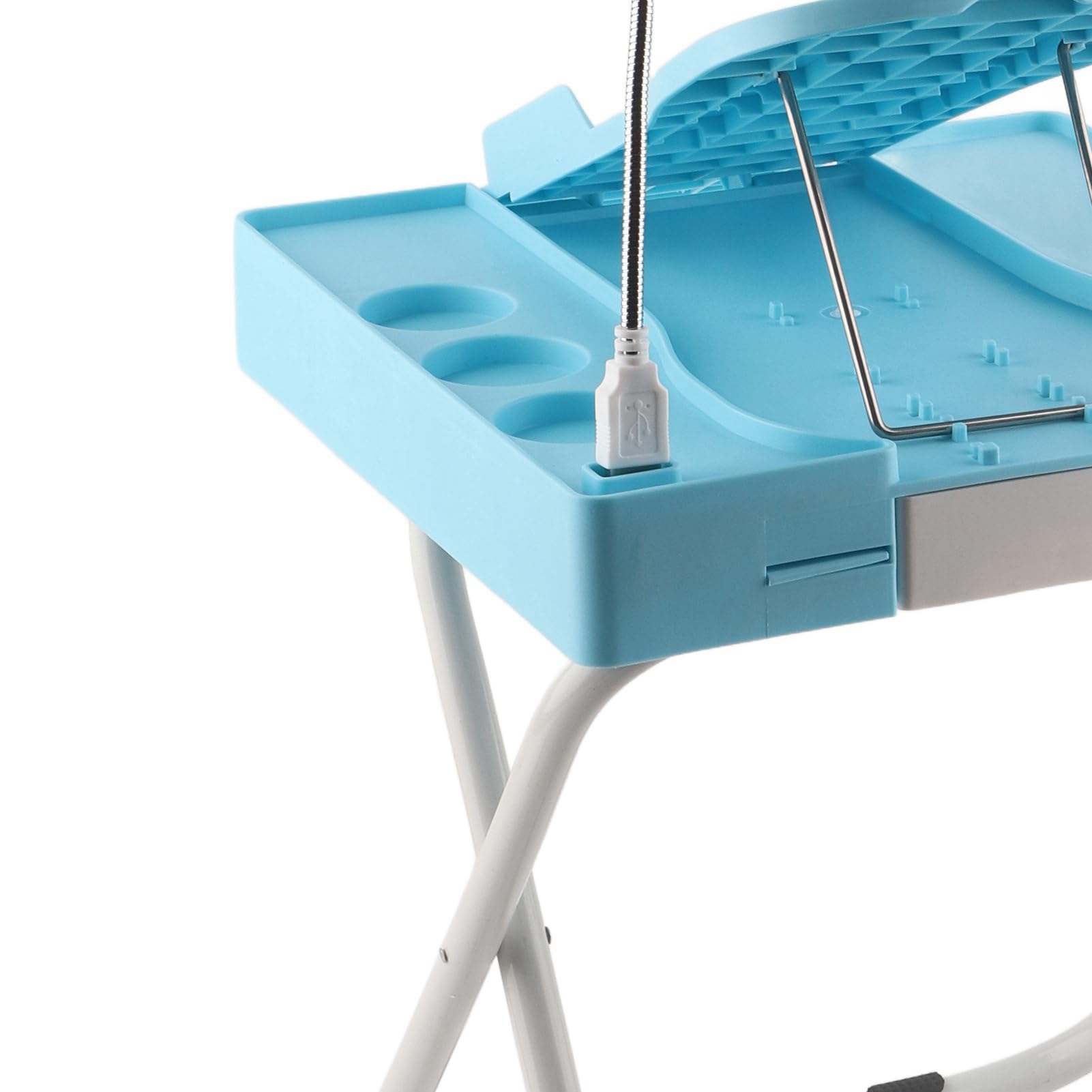 Kit Supporto Regolabile Antiscivolo per Poggiapiedi per Pedicure con Ventola di Asciugatura con Lente D'ingrandimento a LED per Uso Domestico
