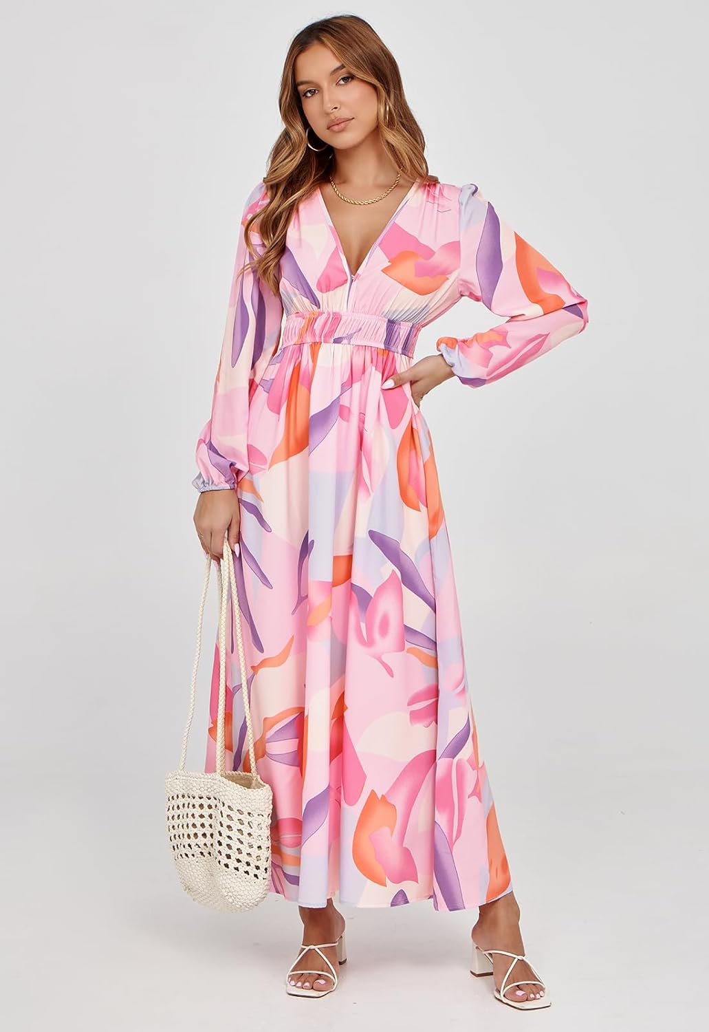Sissyaki Womens Long Sleeve Summer Maxi Dress 2026 Floral Dress Spring Wedding Guest Dress - Image 4