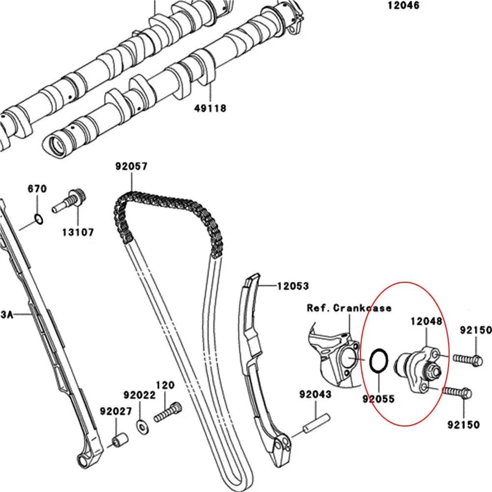 Tendicatena di Distribuzione con Regolazione Manuale per K&awasaki KX450 KX450SR KX450X 2019-2025