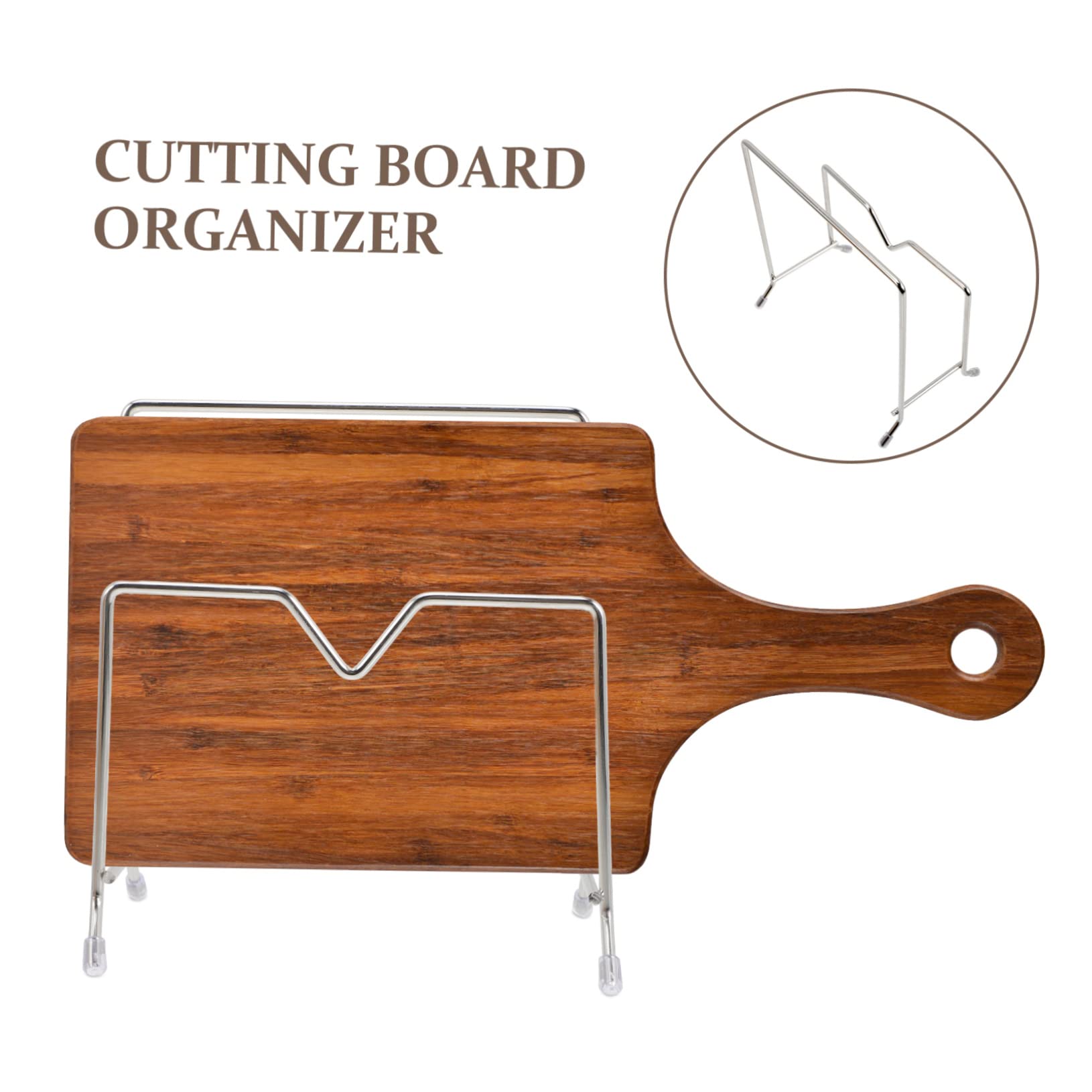 SOLUSTRE 2Pcs Stainless Steel Cutting Board Pot Lid Stand Kitchen Organizer for Countertop Non Slip Storage Rack for Cutting Boards Pots and Plates Space Saving Design