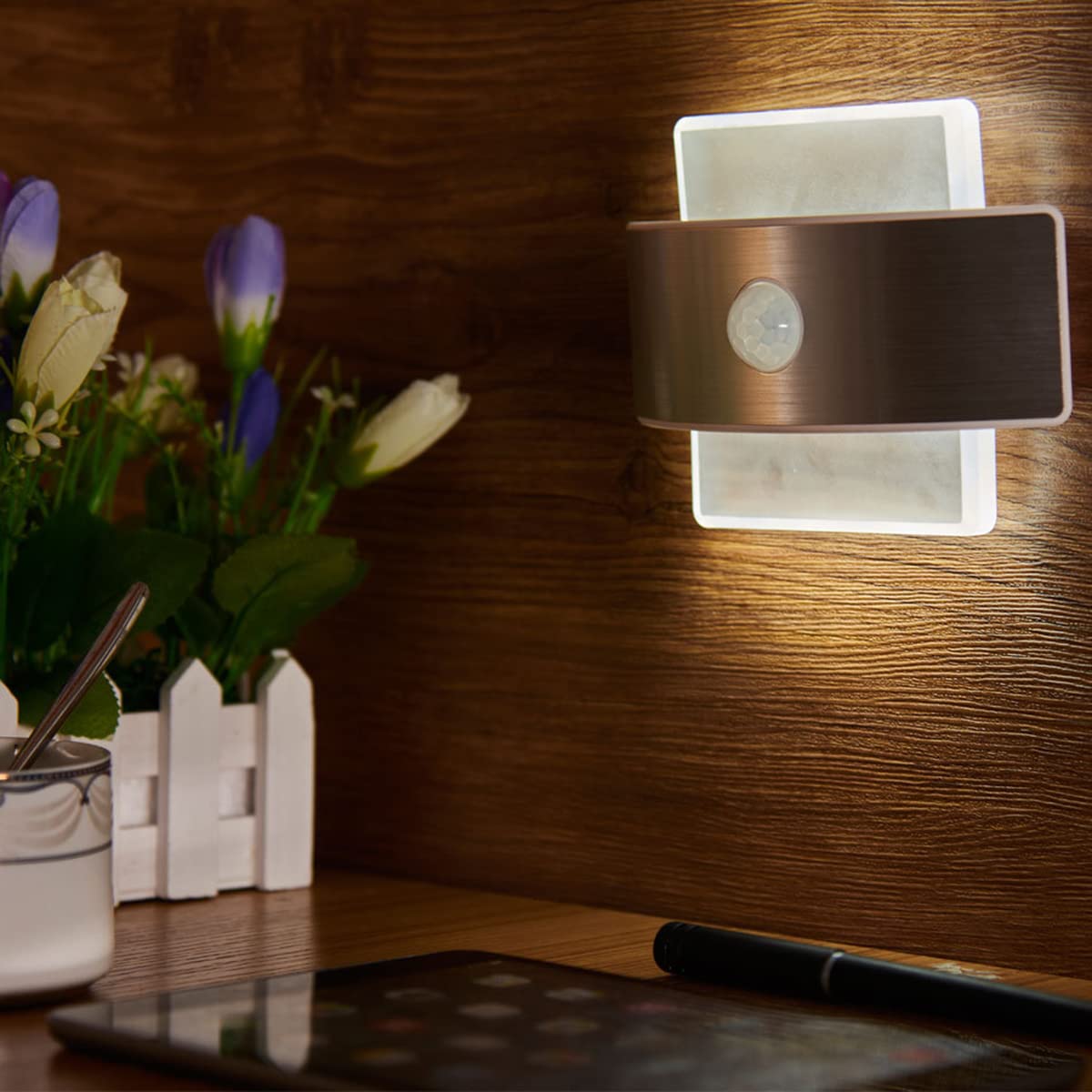 LED Nachtlicht Bewegungsmelder Batterie Nachtlampe USB Wiederaufladbar Warmweiß Mit 3 Modi(Auto/ON/OFF) Sensor Licht Schrankleuchte Aluminium Wandleuchte Für Kinderzimmer, Bad, Flur, Küche