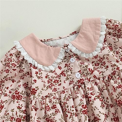 Infant Baby Girl Fall Clothes Floral Print Long Sleeve Romper Peter Pan Collar Ruffle Jumpsuit Bodysuit Cute Outfit4