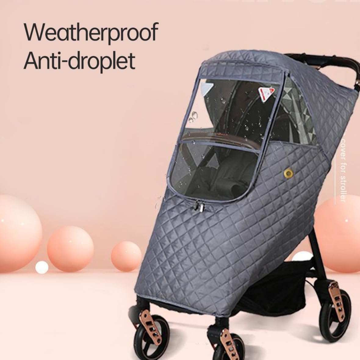 Stroller Rain Cover Winter Windproof Dustproof Cover Weather Shield with Zipper for Baby Pushchair, Winter Stroller Raincover
