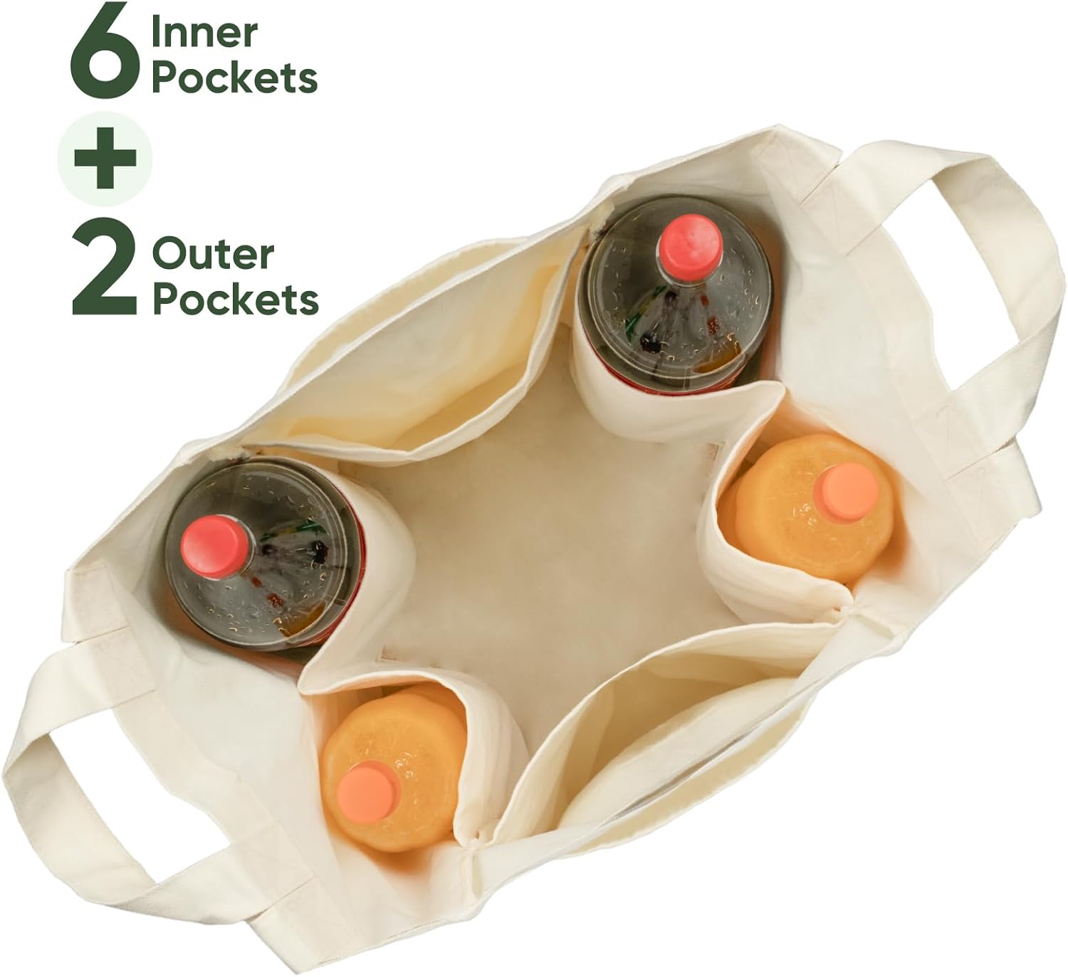 再利用可能な食料品バッグ、丈夫なキャンバストートバッグ、ポケット付き大型ショッピングバッグ(3パック)