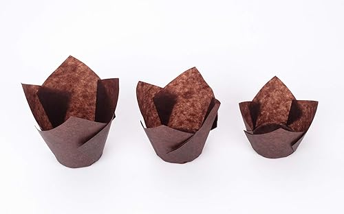 Vista 10 de GOLDEN APPLE, 100 piezas de tulipanes para cupcakes de loto pergamino para hornear muffins, tazas para bodas, cumpleaños, baby showers, natural)