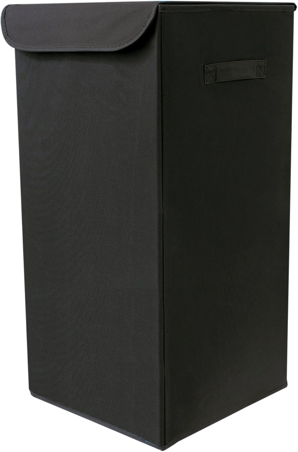 Box and beyond - Cesta de lavandería (30 x 30 x 60 cm, tela negra, tapa – asas – almacenamiento, ropa, ropa, baño, dormitorio, lavandería, estilo sencillo y práctico