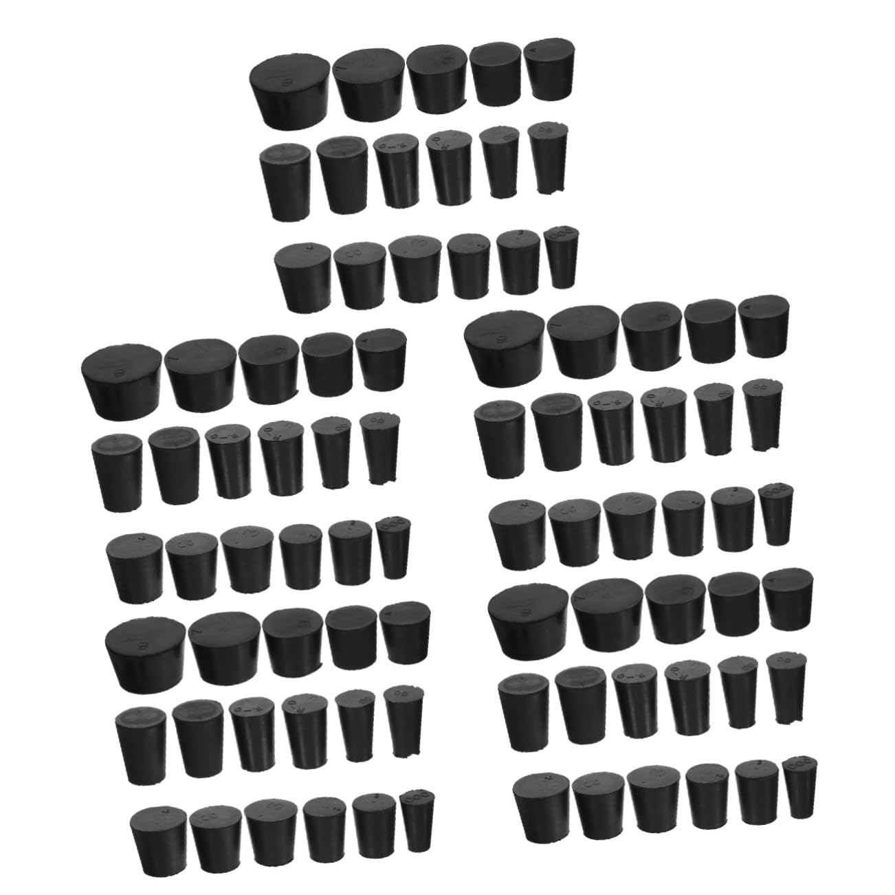 TOPBATHY 5 Series Enchufe De Laboratorio De Goma Tubos Enchufar Tapones De Goma Para Tubos De Ensayo Tapones De Probeta Tapón De Líquido Tapón De Probeta Negro Caucho 21 Piezas X 5