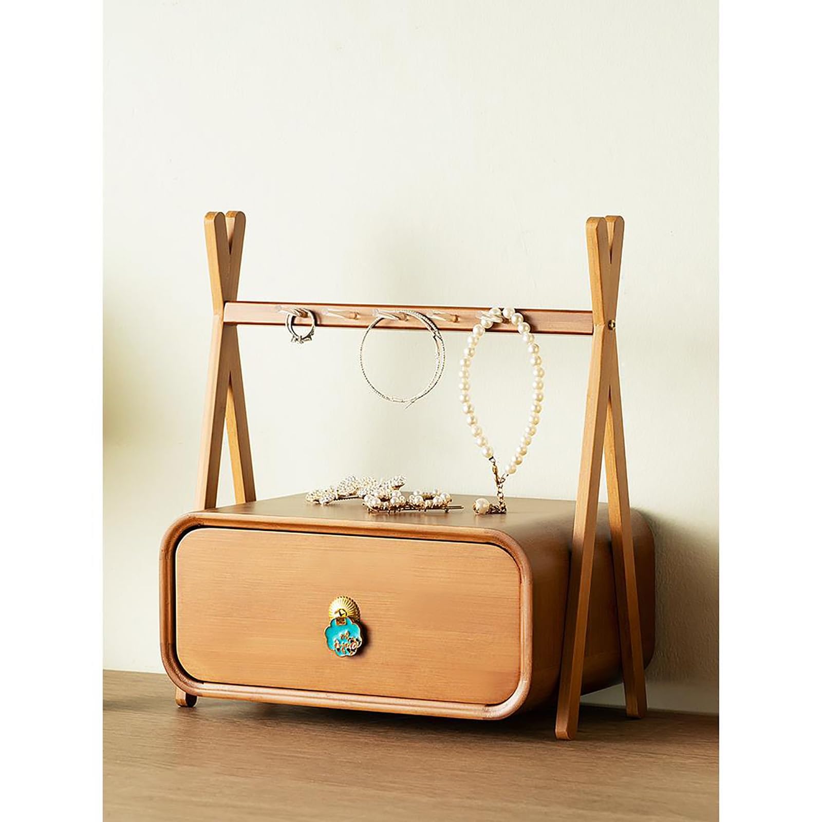 Boîte à bijoux bois massif haut de gamme grand coffret de rangement miroir HD