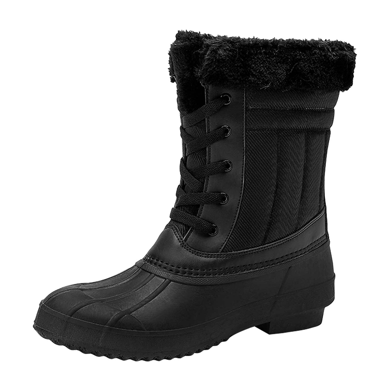Damskie zimowe buty z kaczką wodoodporne buty przeciwdeszczowe na zewnątrz ciepłe buty śniegowe, czerń 2, 37.5 EU