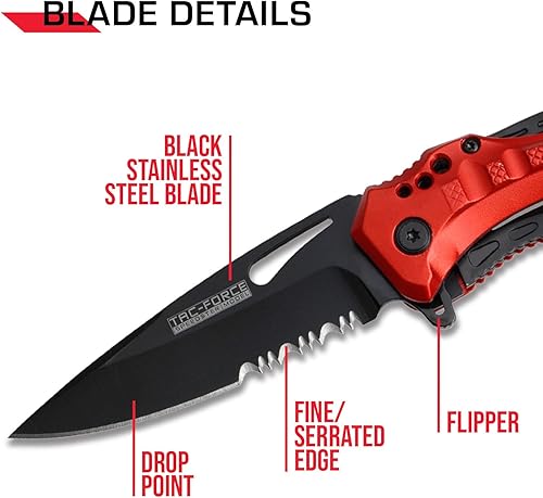 Miniatura 51 de Tac Force Serie TF-705, cuchillo plegable táctico, apertura asistida, hoja semidentada, 4-1/2 pulgadas cerrado