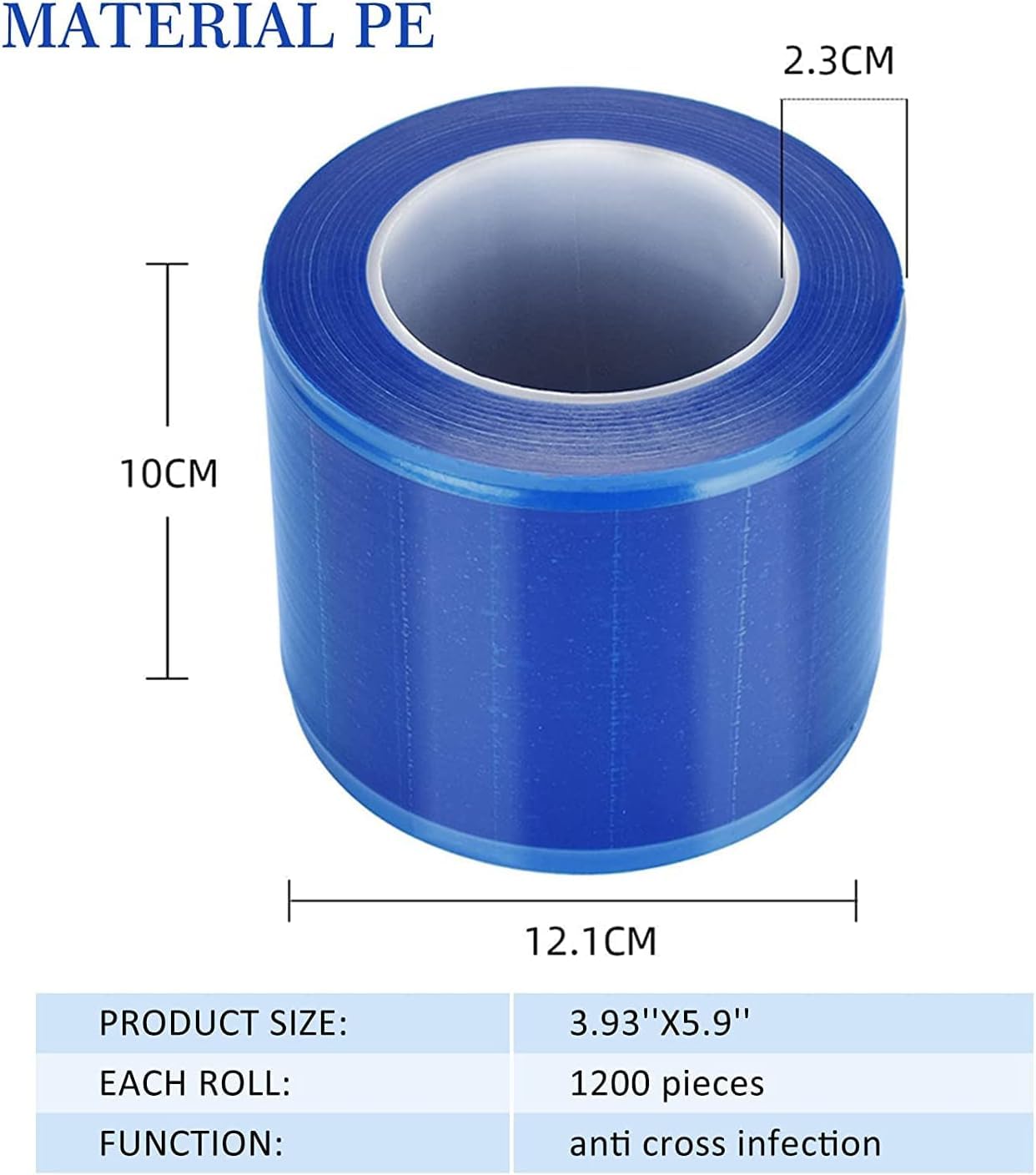 Pellicola Barriera - 1200 pezzi 15,2 x 10,1 cm Rotolo di Pellicola Barriera Pellicola Protettiva Monouso in PE Dentale per Proteggere Dalle Infezioni del Tatuaggio Dentale