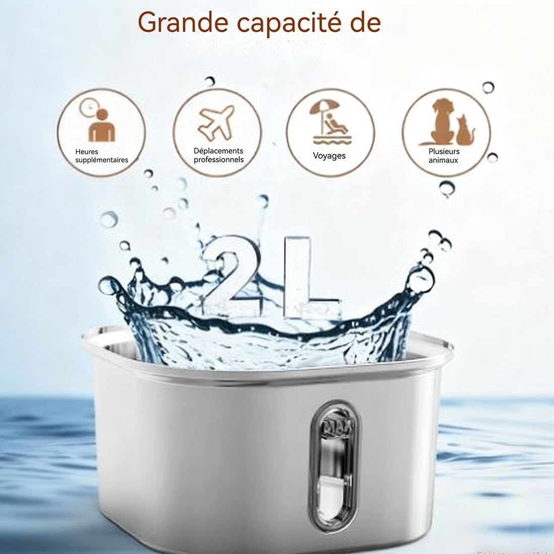 Fontaine Chat, 2,2l Fontaine à Eau pour Chat INOX, Silencieuse avec Triple Filtre, Distributeur Automatique, Facile à Mettoyer, LED Distributeur d'eau pour Chats, Chiens (1PC-A)