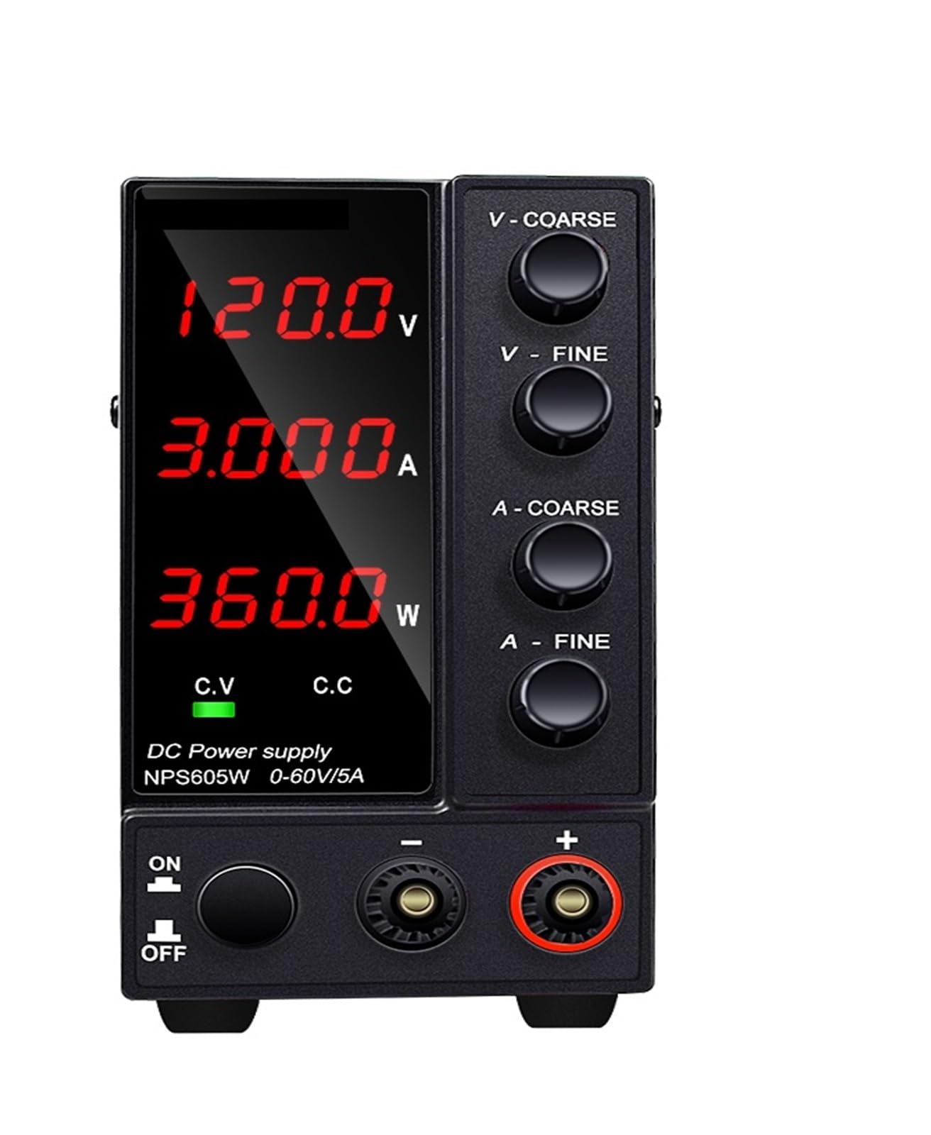 Zasilacz Prądu Stałego Zmienny Regulowany Laboratoryjny LED Regulator Napięcia Stabilizator Przełączający Źródło Warsztatowe Precyzyjny wyświetlacz(4Digits 0-120V 0-3A)