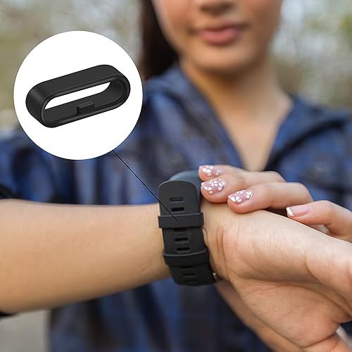 Miniatura 2 de Bucle para correa de reloj, anillos de silicona para reloj, 10 trabillas negras de repuesto para correa de reloj, piezas de anillos de sujeción para