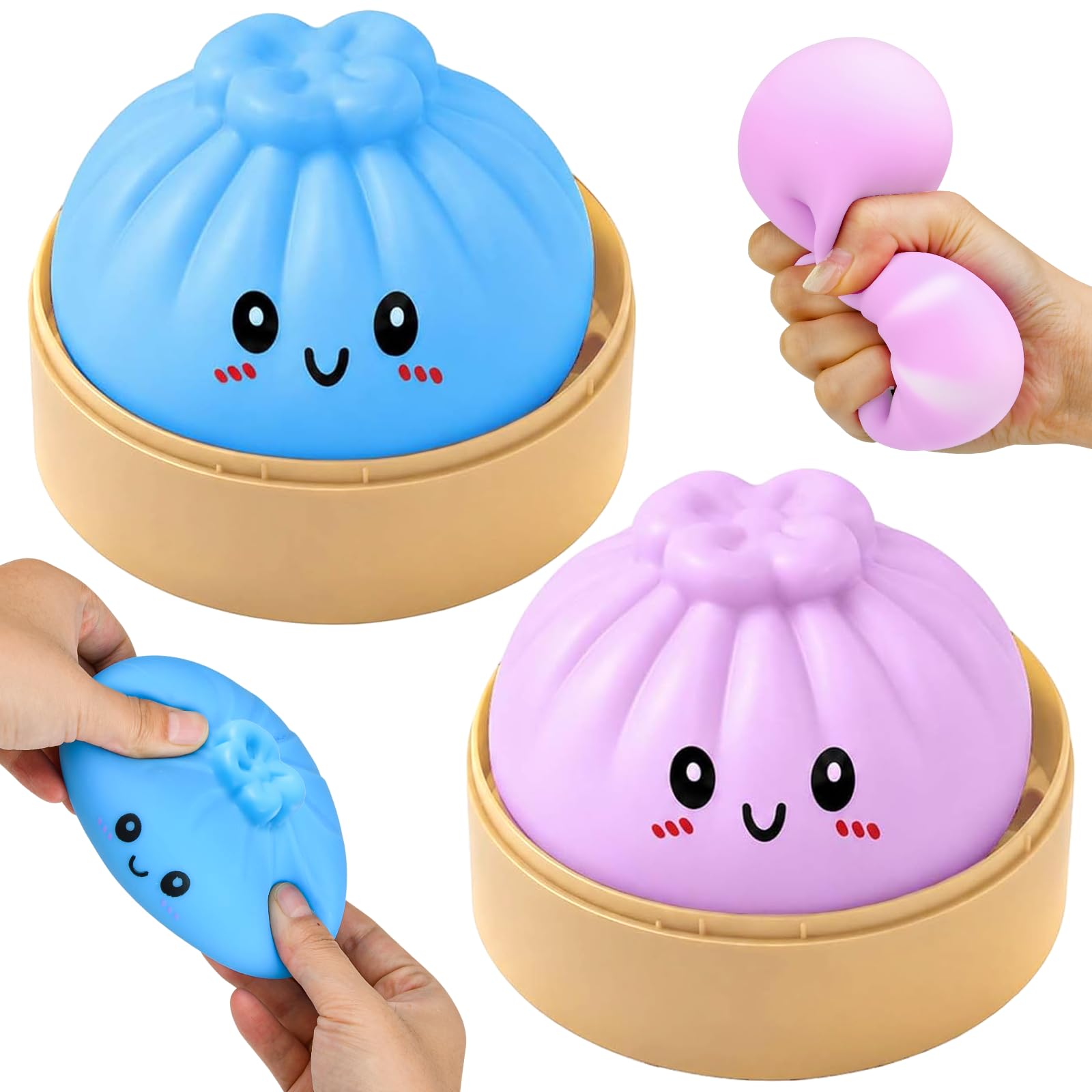 Giant Dumpling Bao Squishys, Colorful Dumpling Stress Fidget, Squishies Dumplings Toy Giant Mystery with Steamer Box, Cute Soft Glitter Calming for Relaxation Boys Girls Children Adults