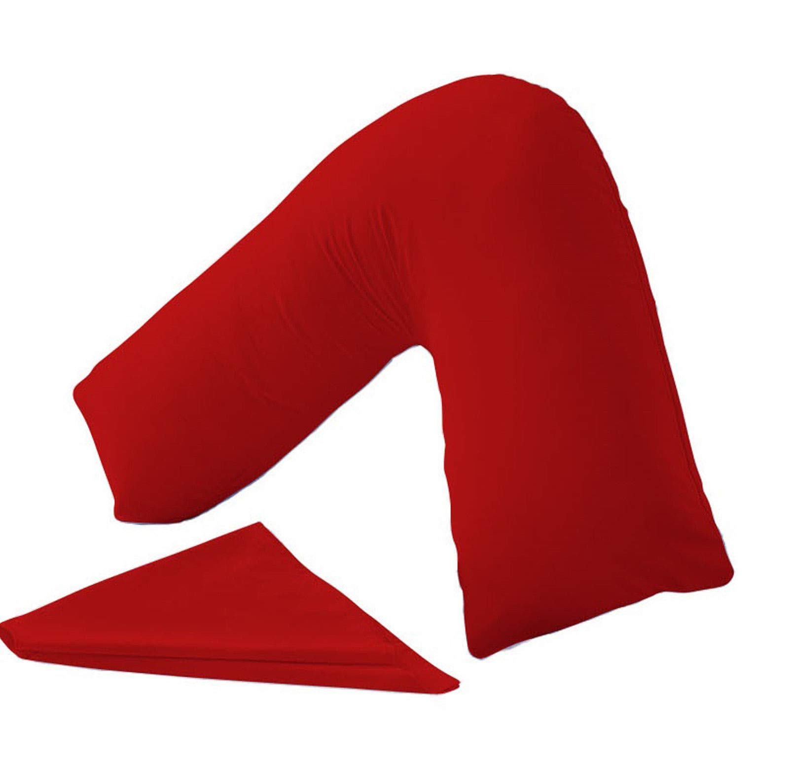 Looms & Leaves Red V Shaped Nursing Pillow Case Pregnancy Maternity Orthopedic Back & Neck Support (, V. Shaped Pillow Case)