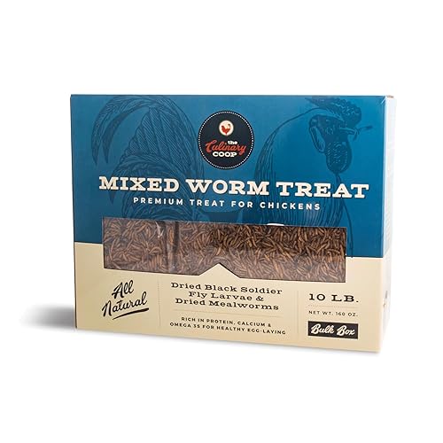 Fluker's Culinary Coop Bulk Dried Mealworms & Soldierworms, Premium Organic Dried Worm Mix for Chickens-High Protein & Omega 3 Chicken Feed for Wild Birds & Chicken Treats for Laying Hens, 10lbs - Mealworms and Soldierworms - 10 pound (Pack of 1)