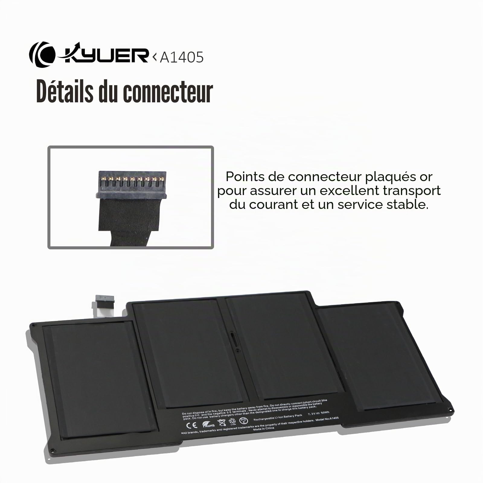 K KYUER A1496 A1405 A1377 Batterie pour MacBook Air 13" A1369 Late 2010 Mid 2011 A1466 Mid 2012 2013 Early 2014 2015 2017 MC965LL/A MC966 MD231 MD760 MD761 MJVE2LL/A MJVG2LL/A EMC 2559 2632 2925 2469