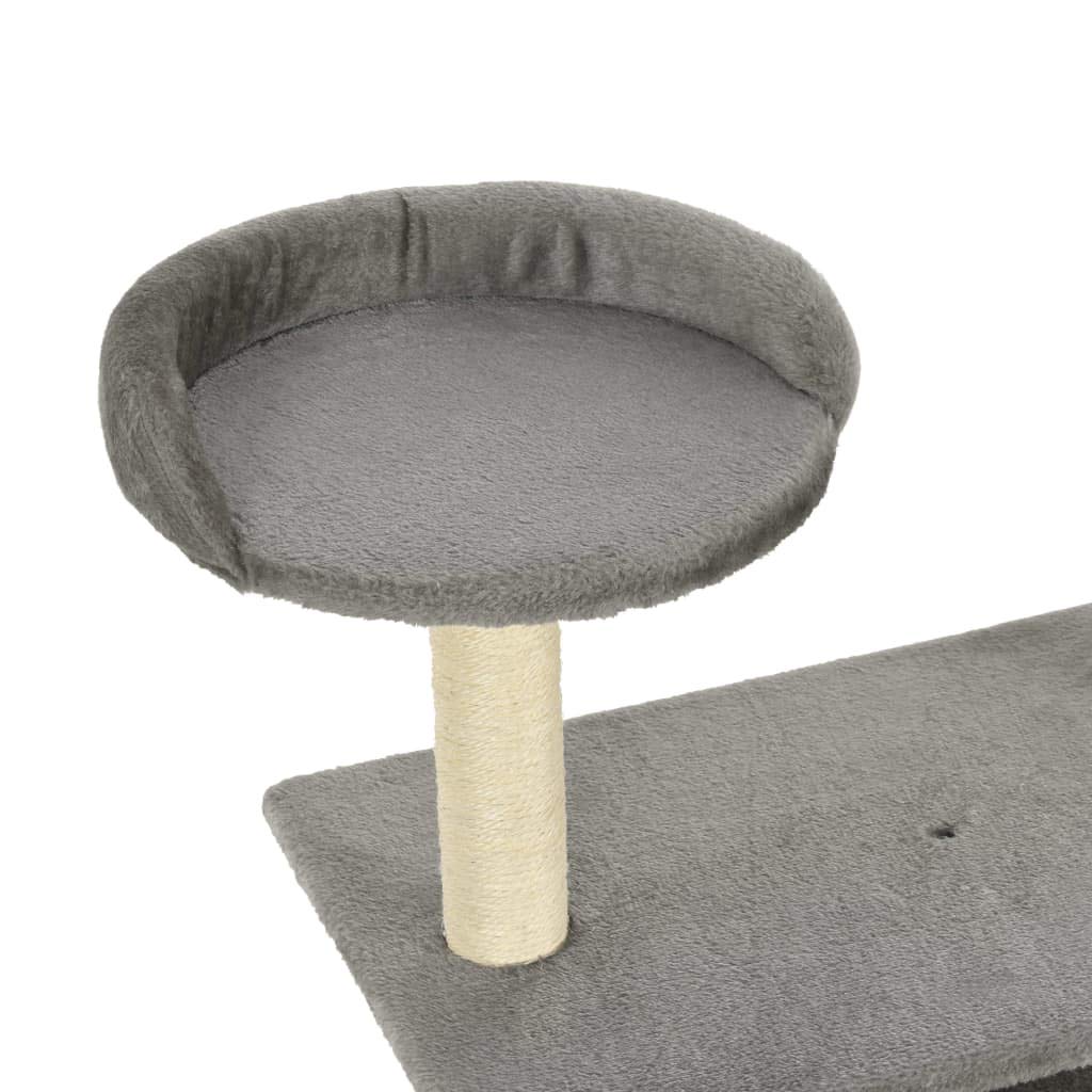 Rascador para gatos de sisal, 95 cm, gris, con juguete, plataforma, cueva, superficie de descanso, muebles para escalada, rascar, dormir y jugar en el apartamento, balcón, habitación, esquina