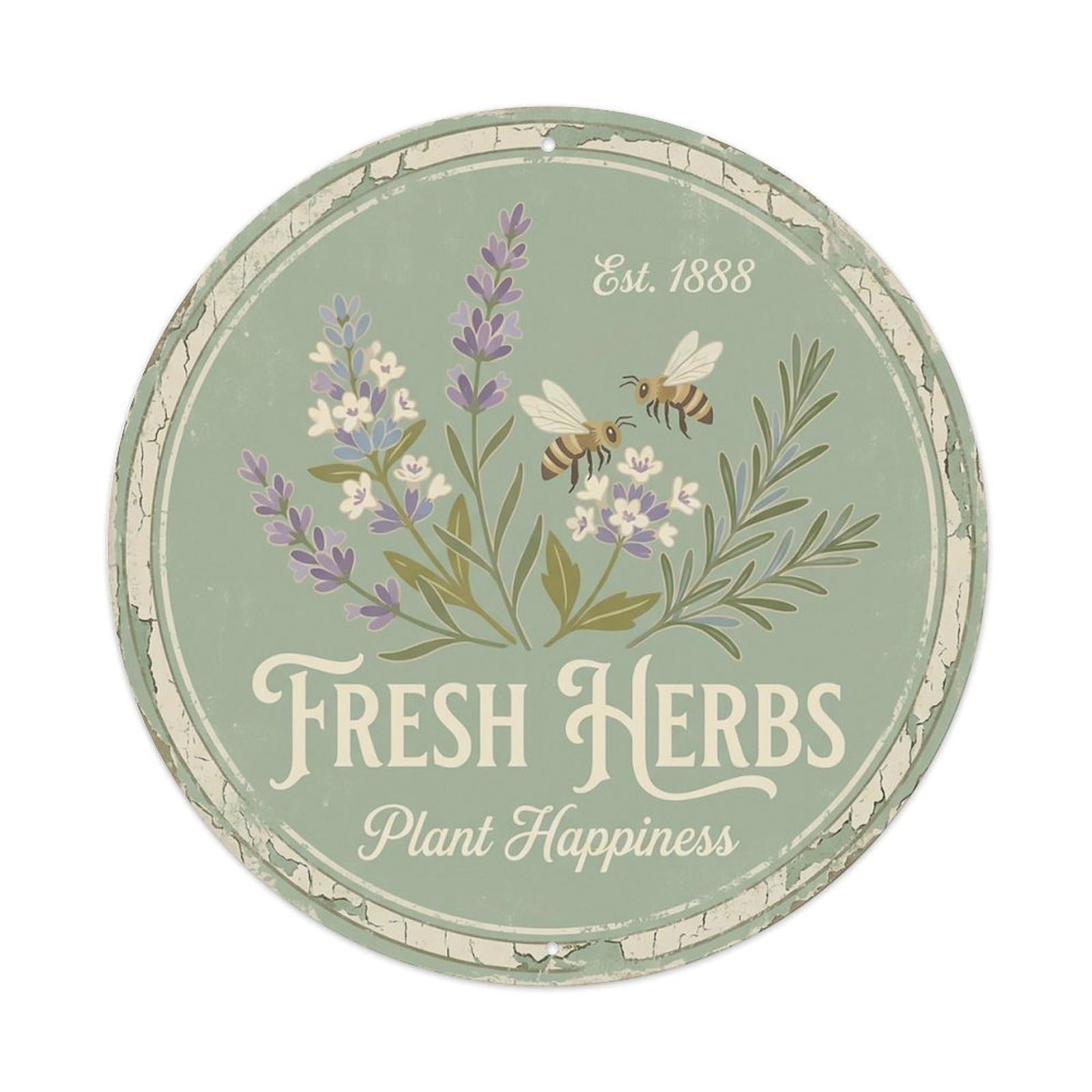 Cxhjca 8X8inch(20X20cm) Vintage Cottagecore Garden Lavender Herbs Fresh Metal Tin Sign