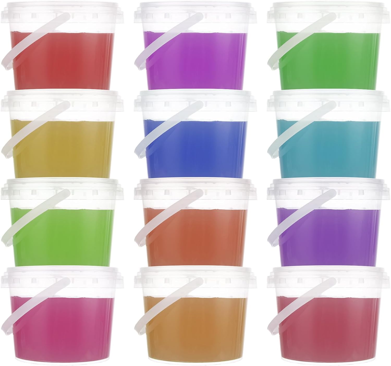 RHBLME Slime Containers with Lids and Handles - 50 Pack (20 x 17oz Clear Bucket, 30 x 10oz Small Bucket) - Clear Slime Storage Case for DIY Art Craft