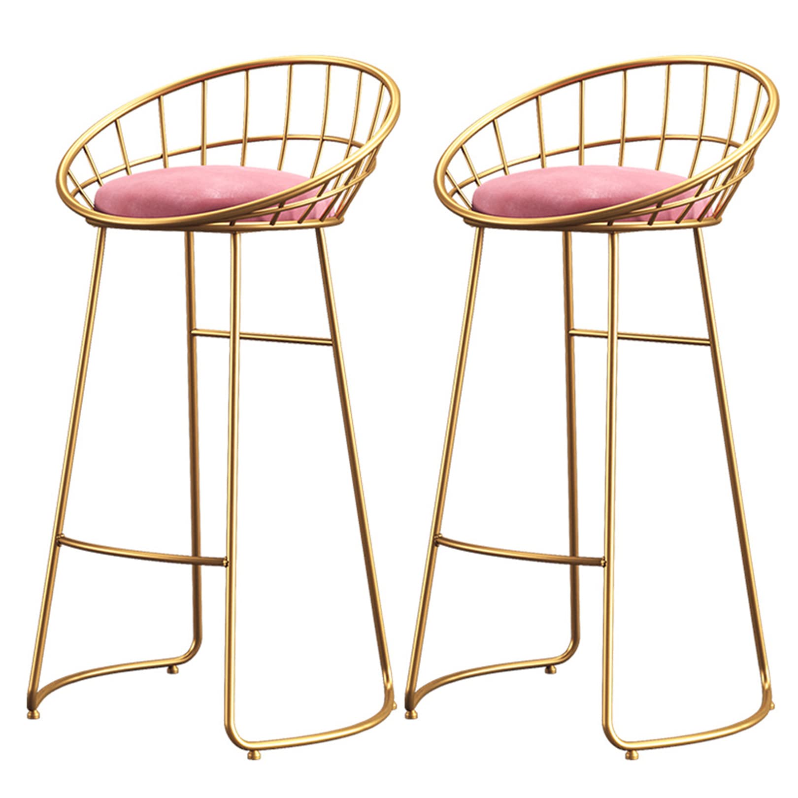 Chaises de bar de cuisine en velours rose lot de 2 pour salle à manger contemporaine