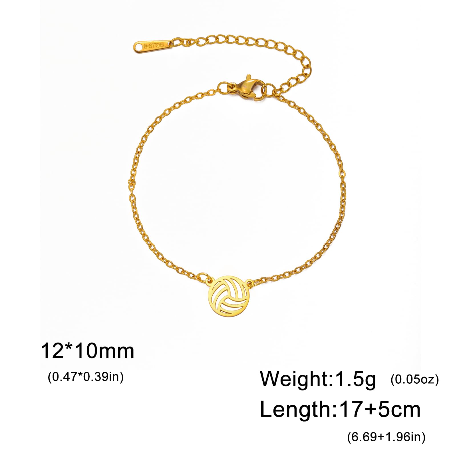 TEAMER Collar de Vollyball de Acero Inoxidable Delicado Colgante de Voleibol Pulsera Pendiente Joyería de Bola Deportiva de Moda