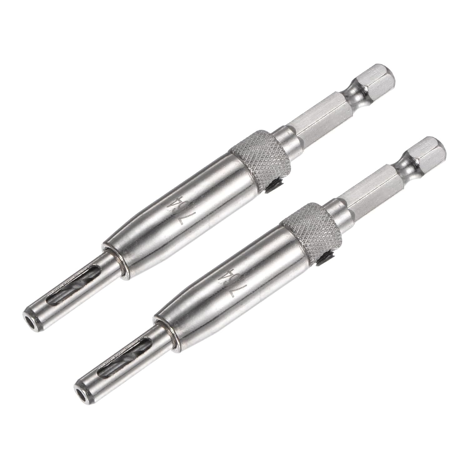 uxcell Self Centering Hinge Tapper Core Drill Bit, Hole Puncher, 7/64" Diameter 1/4" Hex Shank for Opening Hole Woodworking, 2pcs, Silver Tone