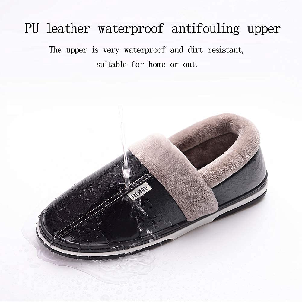 Asifn Zapatillas de Invierno Para Hombres y Mujeres en Casa Zapatos Calientes Zapatos de Cuero y Algodón Para Mantenerse Calientes