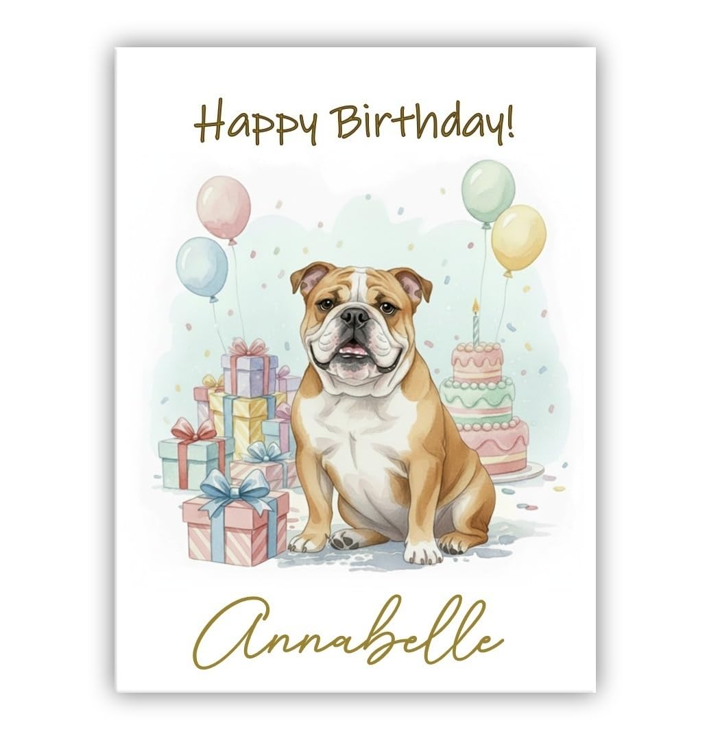 Personalised Birthday Card From the Dog – Add Any Name – Multiple Breeds Available – Dogs Lover Gift (• British Bulldog)