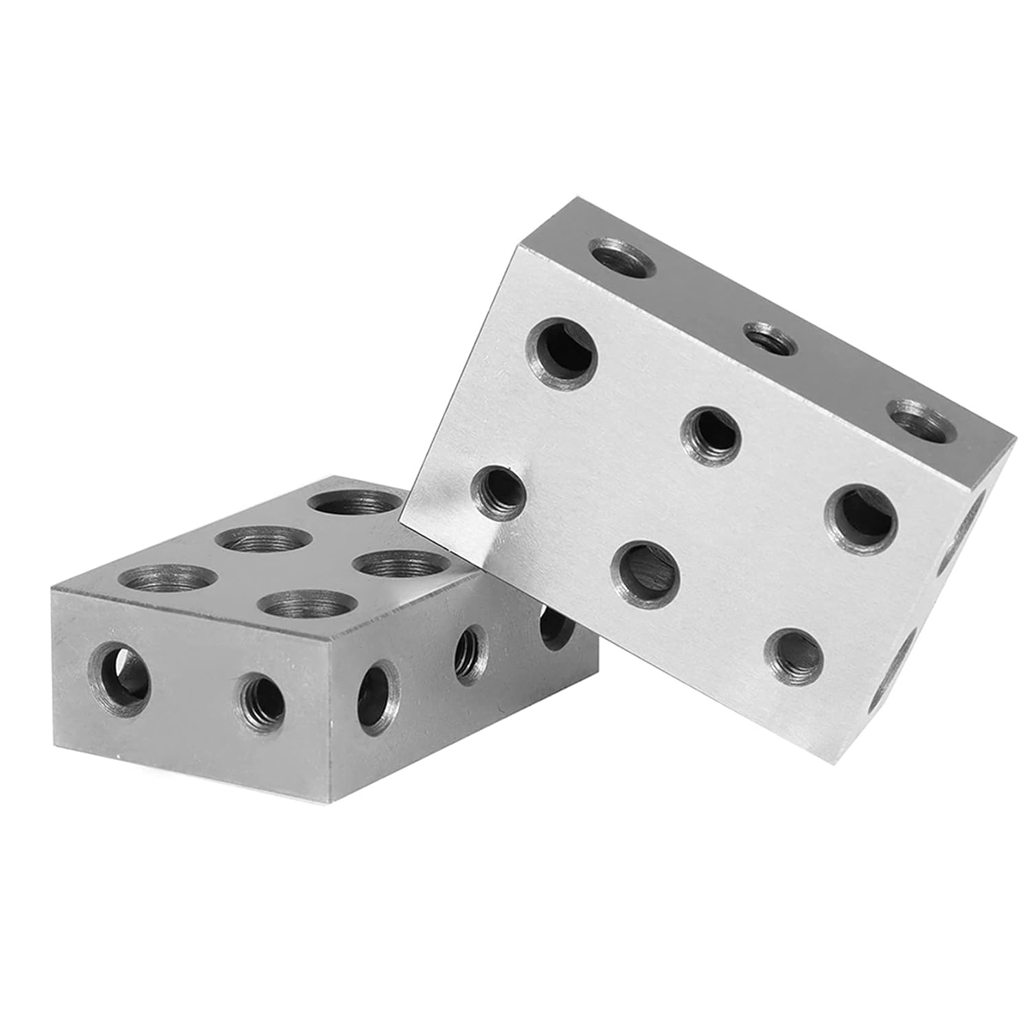 1-2-3 Blocks Matched Pair 11 Holes Hardened Steel HRC 58-60 123 Precision Machinist Set Up Blocks 123 (2-Pack)