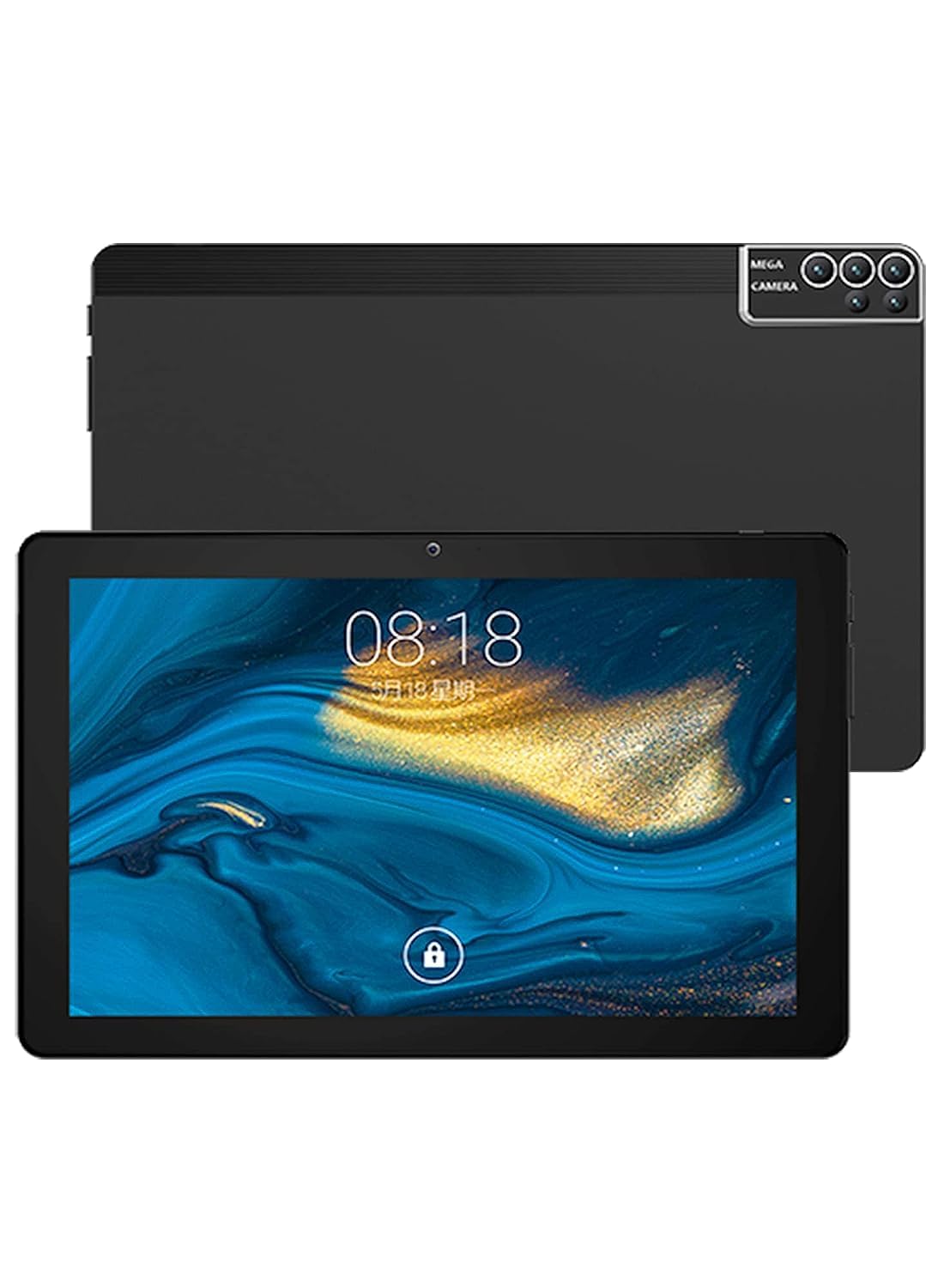 Inder C idea 10" Smart Tablet CM7000 Plus - 5G Android HD Face Unlock Tab - 6000mAh Dual-Sim Wifi Zoom Supported Tablet Pc With Bluetooth Keyboard and Protective Case (Black)