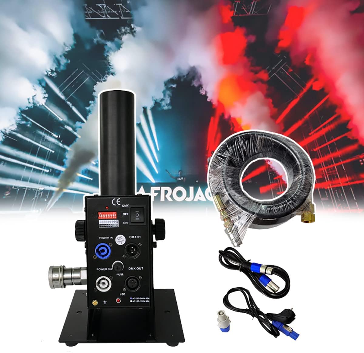 CO2 Fog Machine, CO2 Jet Machine, CO2 Cannon Fog Machine, DMX512 CO2 Air Column Smoke Machinewith 6 Meter Hose, Jet Height :8-10 Meters, for Stage Shows Club