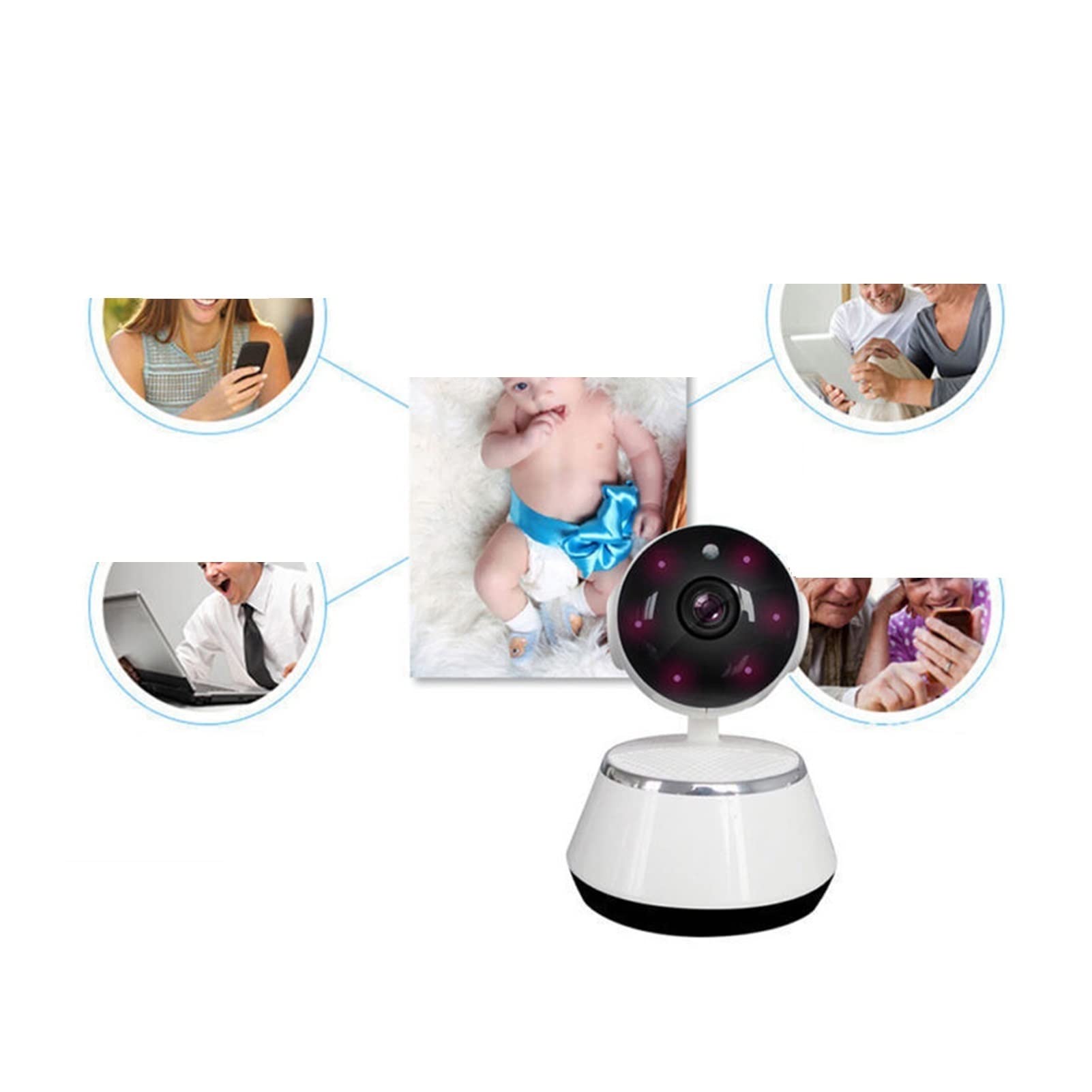kamera wewnętrzna Alarm wifi kamery krytej IP. Kamera WiFi Wideo Cam Kamera Night Vision Wireless Video Camera 2MP (Color : 1, Size : 1080P)