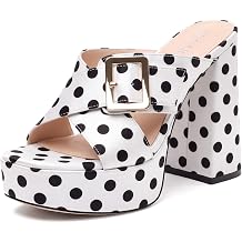 KUOARN Platform Heels for Women Slip On Mules Chunky Block Heel Sandals