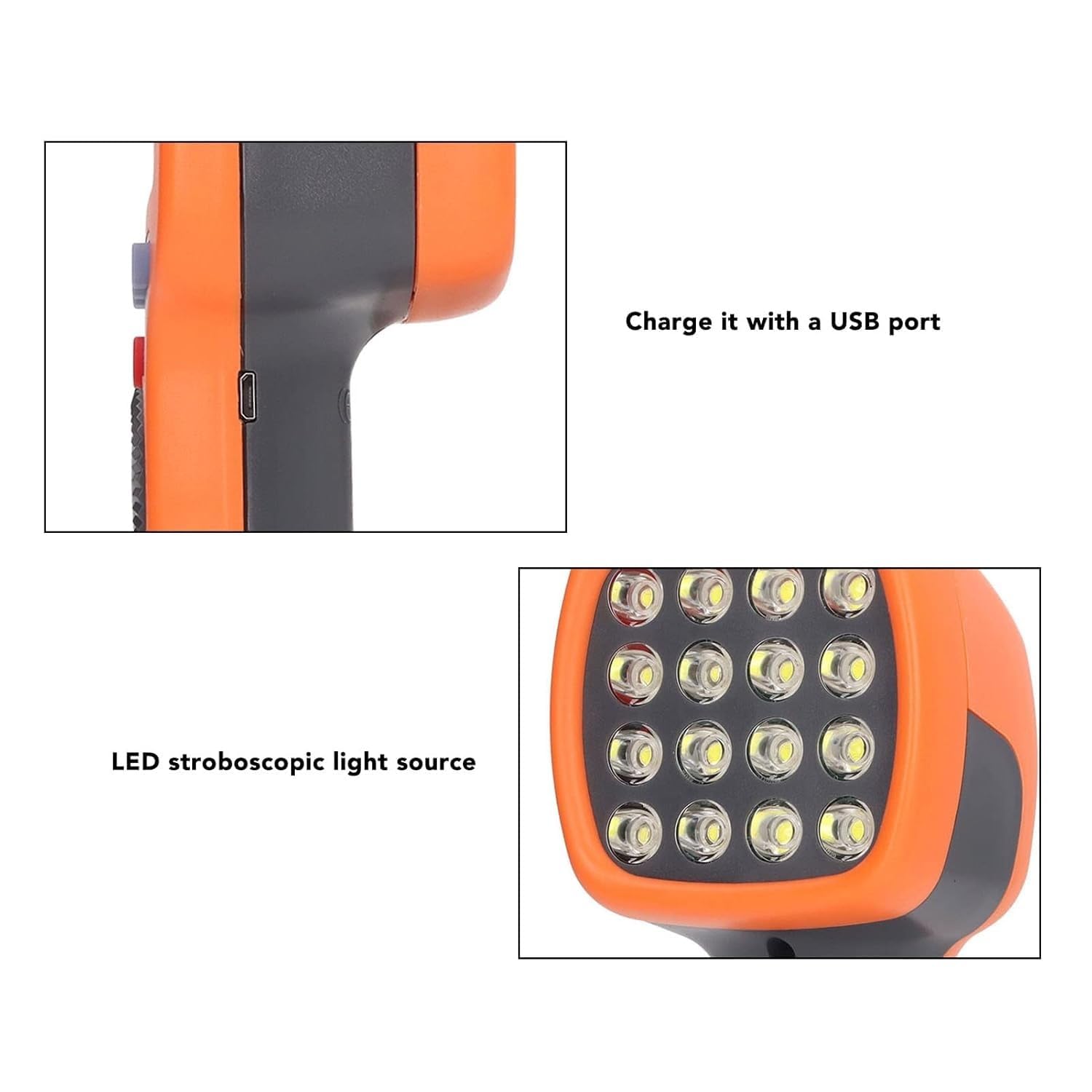 Tacómetro estroboscópico digital, luz estroboscópica recargable sin contacto, rango de 500-99999, brillo de 1500 lx, precisión del 0,001 % para medición de precisión