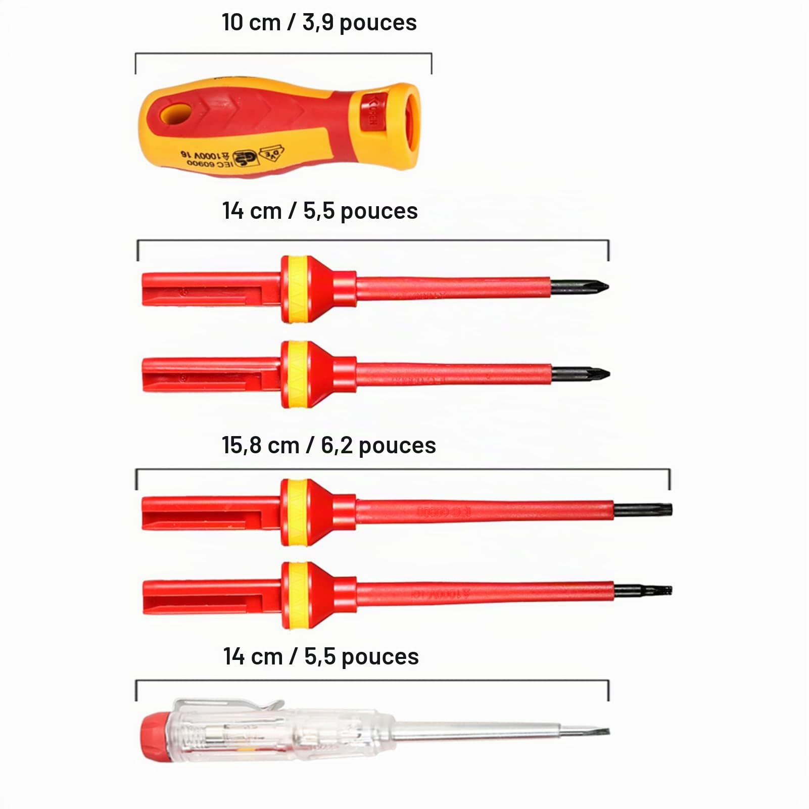 Tournevis Isolé 13 pcs 1000 V Geevorks - Poignée Ergonomique, Embouts Magnétiques, Acier Chrome Vanadium, Design Isolé, avec Étui de Rangement