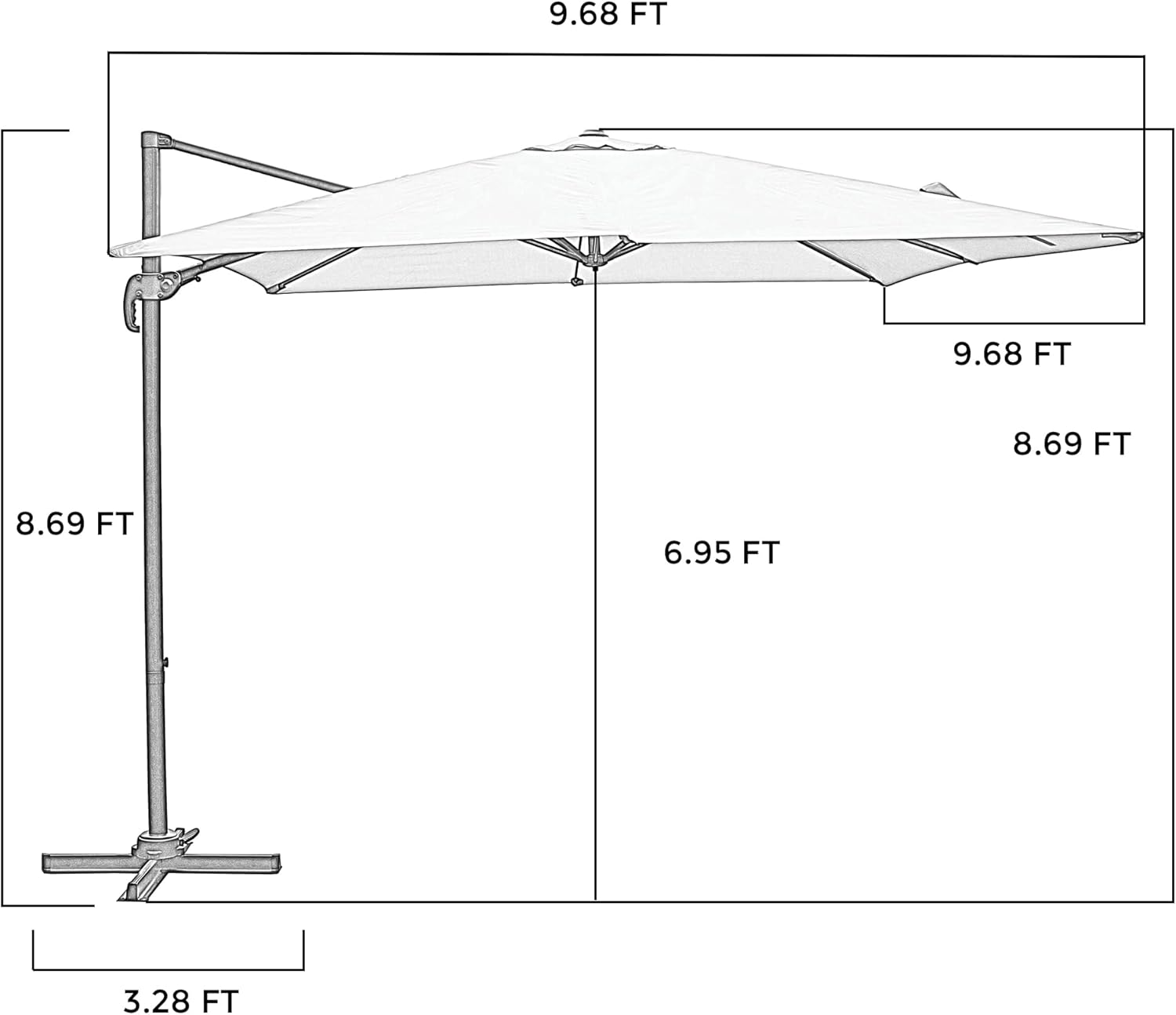 Buy ASTEROUTDOOR 10 x 10 ft. Square Offset Patio Umbrella LED Light