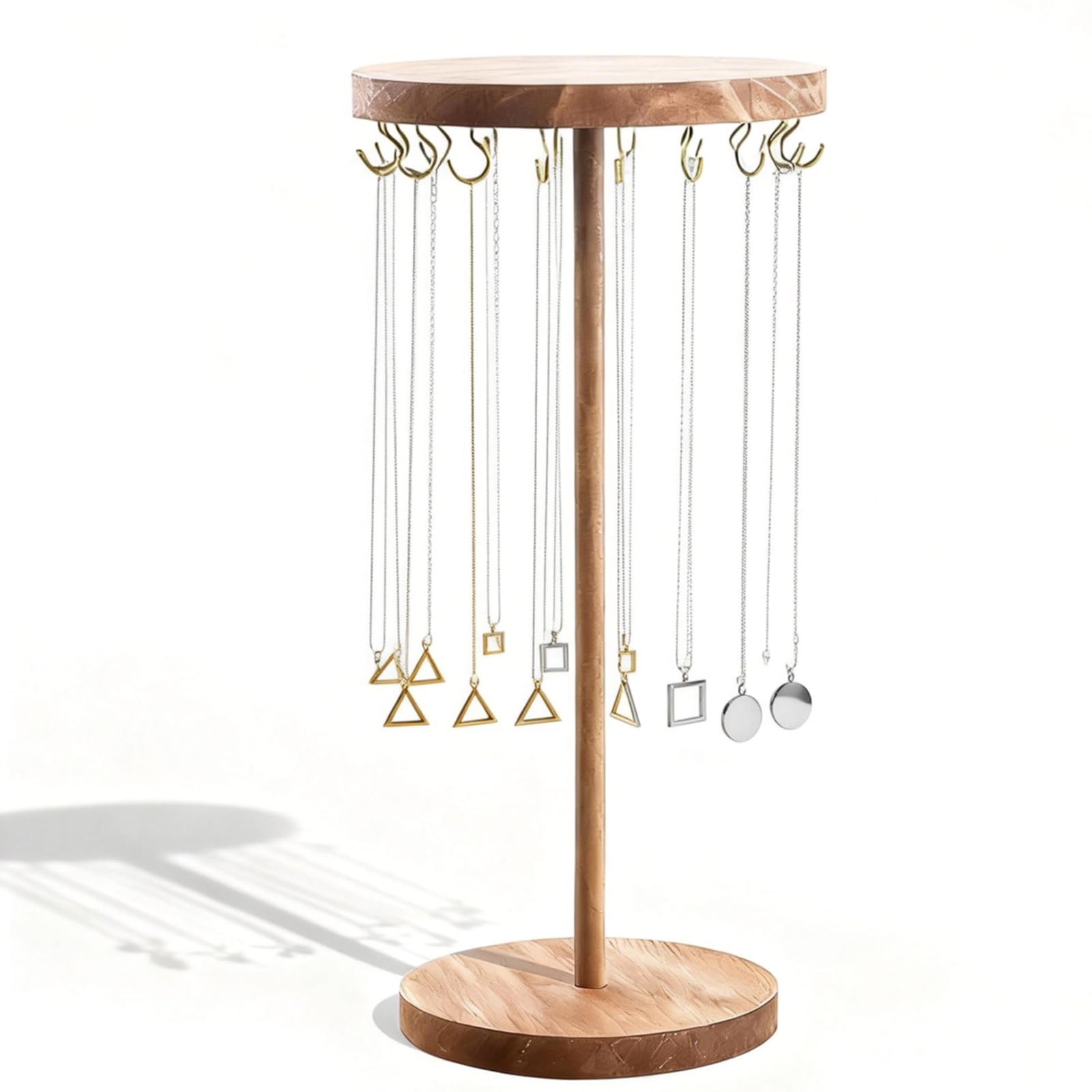 Mhymx Wood Necklace Holder, Jewellery Stand Walnut Necklace Display Stand 40 X 18 Cm Jewellery Tree En Storage Organiser With 18 Hooks For Necklaces Earrings And Bracelets