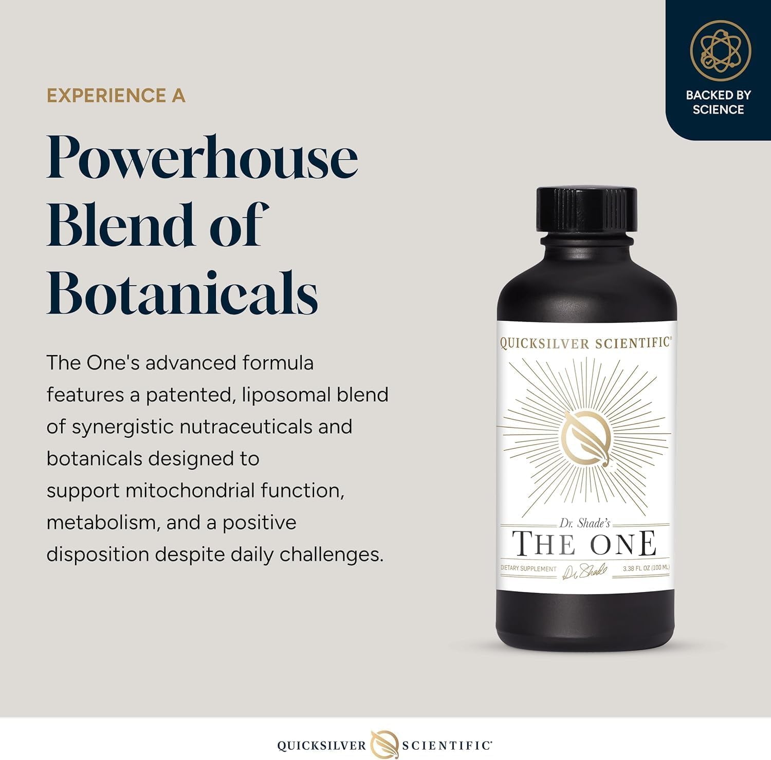 Quicksilver Scientific The ONE Mitochondrial Elixir - Mitochondria Supplement to Support Cellular Health with Phosphatidylcholine, Resveratrol, Reishi Mushroom & CoQ10 Liquid (3.38 Fl oz / 100ml)