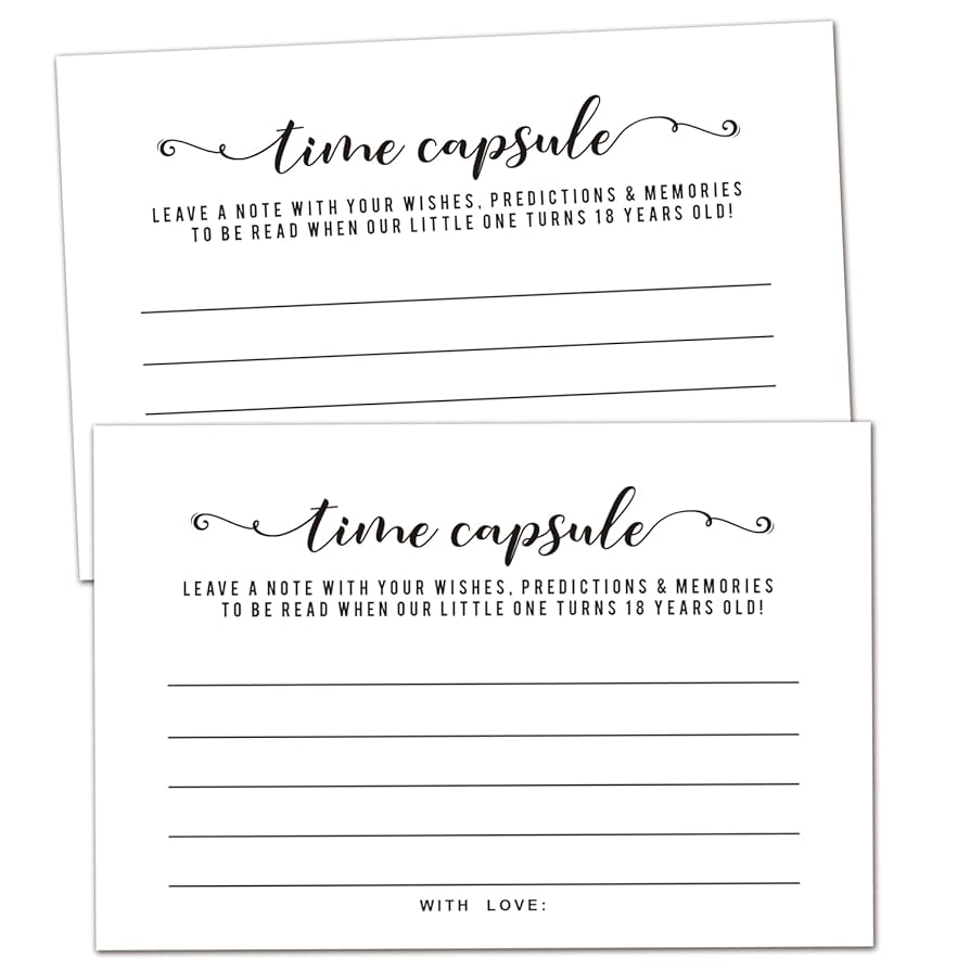 Amazon.com : Funny Baby Time Capsule Cards for 1st Birthday or Baby Shower Game Activity, Advise and Advice Cards, Anniversary Cards, 50 Count Time Capsule Message Cards for Baby Shower Party Supplies. amazon-com-funny-baby-time-capsule-cards-for-1st-birthday-or-baby-shower-game-activity-advise-and-advice-cards-anniversary-cards-50-count-time-capsule-message-cards-for-baby-shower-party-supplies