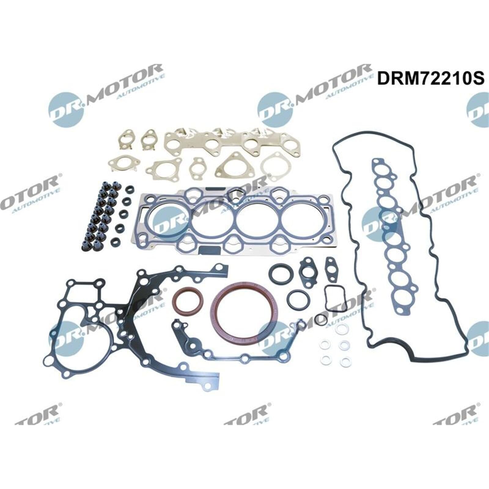 DR.MOTOR AUTOMOTIVE DRM72210S Kit guarnizioni motore con paraolio-albero a gomiti con guarnizione cappa testa del cilindro con guarnizione testata con guarnizione tenuta stelo valvola con | Compatibile con: KIA CEE'D Schrägheck, CEE'D SW, CERATO I Schrägh