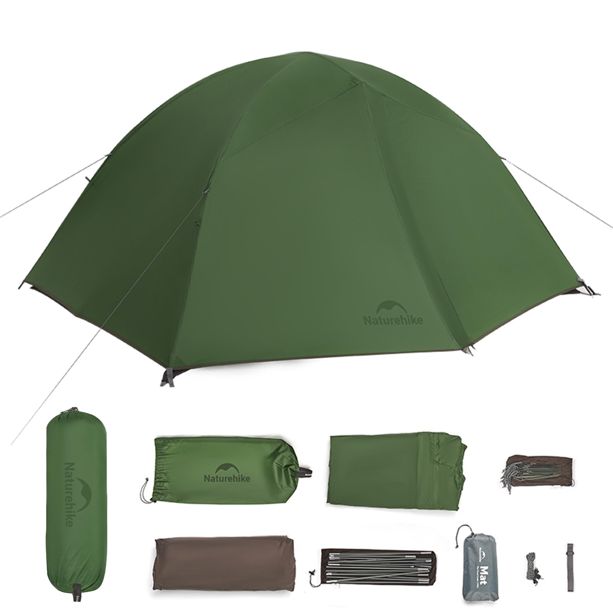 Naturehike ultralekki namiot turystyczny, dwuosobowy namiot, szybki montaż, namiot na cztery pory roku, poliuretan (PU) 3000 mm + wodoszczelny, kompletne akcesoria, odpowiedni na kemping, wędrówki