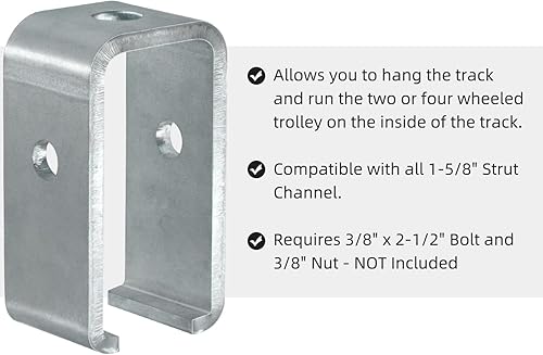 Miniatura 3 de Paquete de 2 soportes de suspensión de carril de canal para todos los canales de puntal de 1-58 pulgadas, colgador de soporte intermedio de pista de