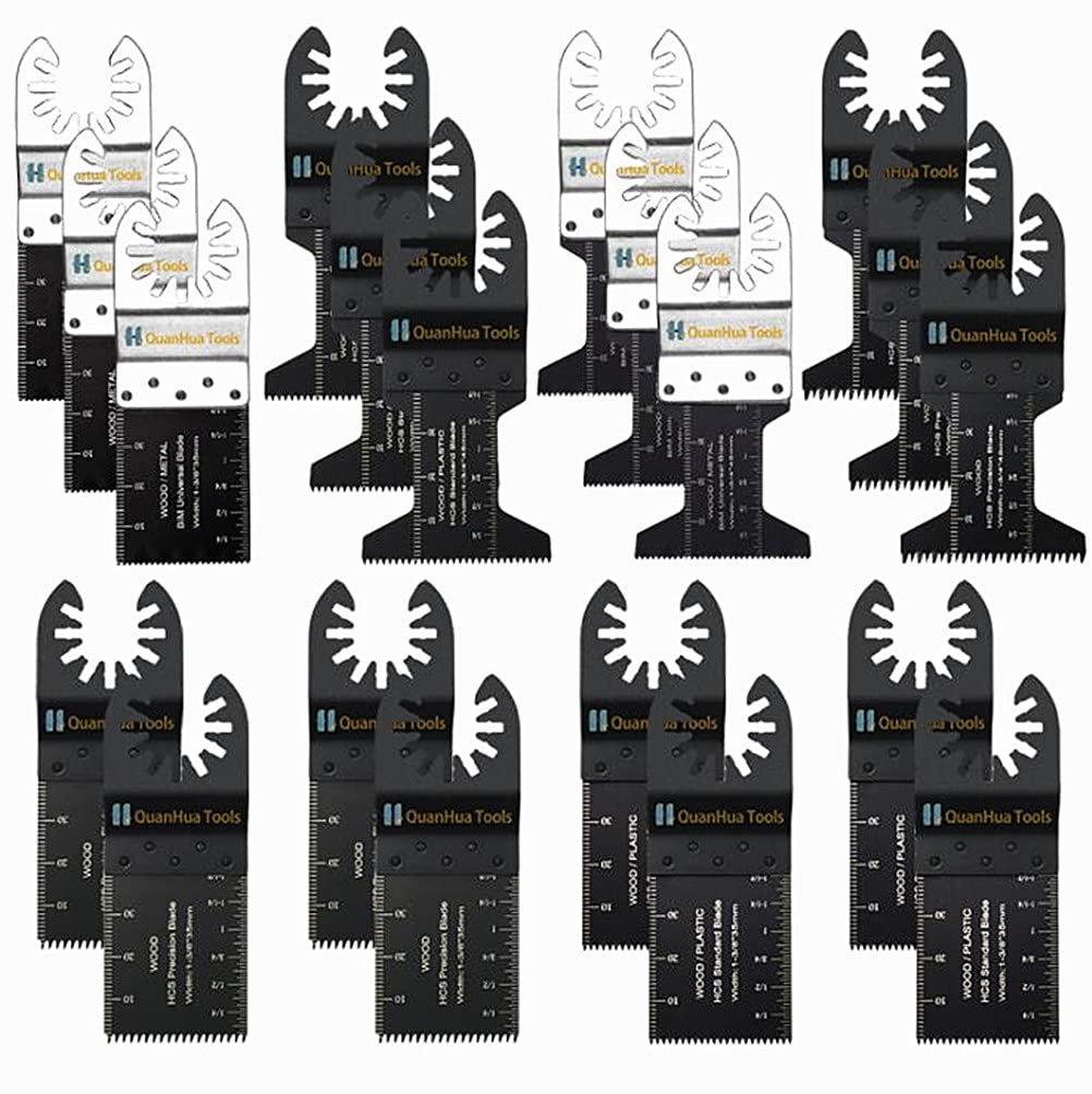BORNTUN 20pcs Oscillating Tool Set Saw Blades Precision Cutting Tool for Metal Wood Plastic 35mm 45mm (Black, 40mm)