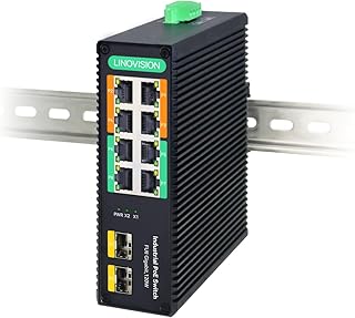 LINOVISION Industrial 8-Port Full Gigabit POE++ Switch with 4 BT 90W PoE Ports, 2 Gigabit SFP Uplinks, POE Budget 120W, POE Watchdog, DIN-Rail POE Switch for PTZ Camera/POE Lighting/ POE Monitor