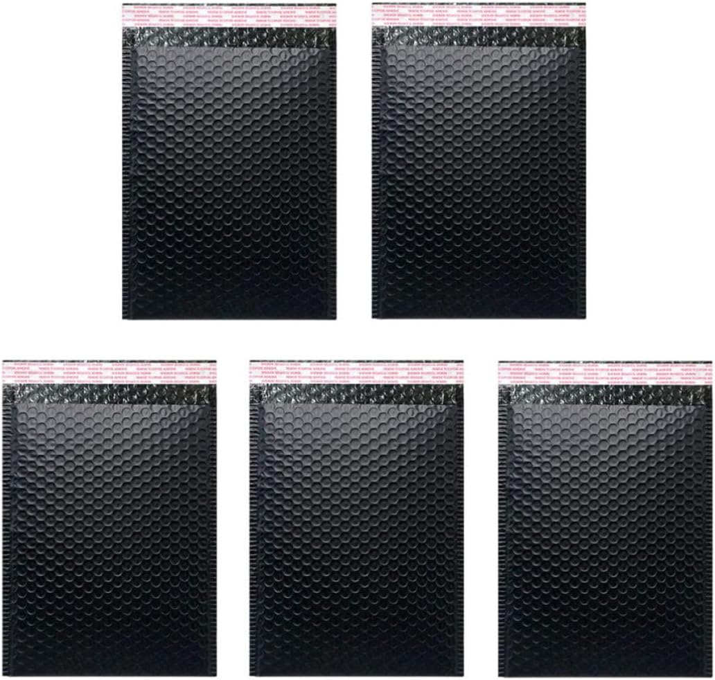 Yardwe 5pcs Black Pe Tear-resistant Packing Pouches High Durability Waterproof Bubble Mailers for Shipping and Mailing Envelopes