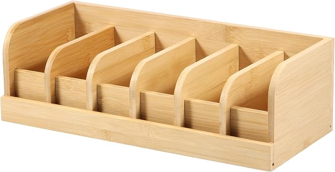 Wooden Belt Storage 6 Compartments Belt Container Organizer Holder for Men and Women Sturdy Versatile Belts Display Case Box for Wall Closet Tabletop Drawer Wood Color Natural Wood Color